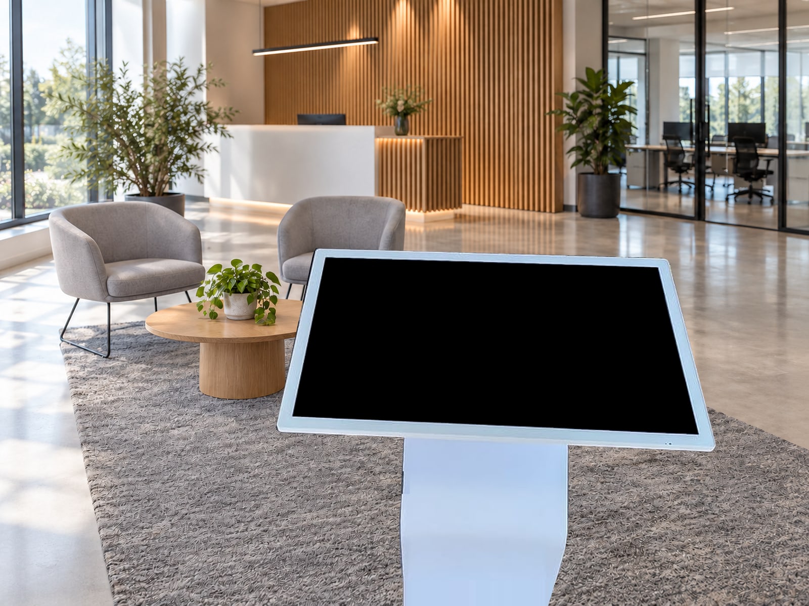 Een kiosk met de deelkaart in een ontvangsthal