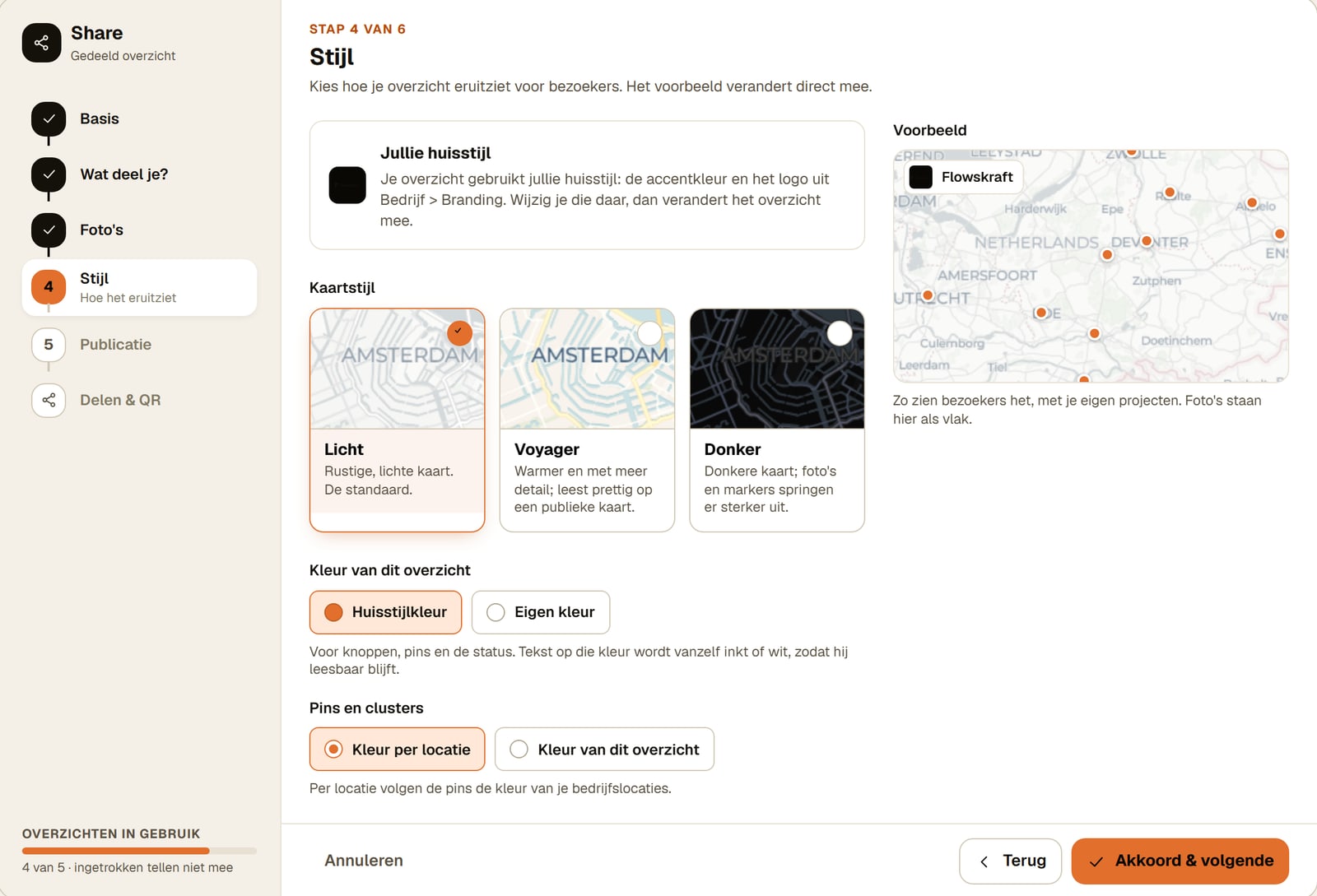 Deelwizard, stap 4: stijl
